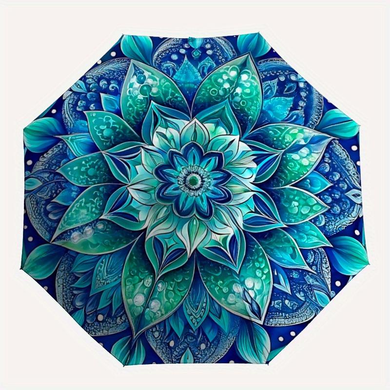 1pc Mandala Artwork Automatic Open/close Folding Umbrella, Compact Portable Travel Umbrella,Cute Umbrella, Durable Construction yy250804097