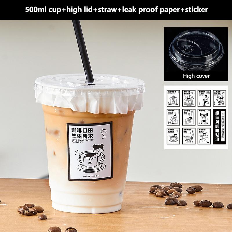 10Pcs Clear Plastic Cup With Strawless Lids Disposable Cups For Iced Coffee Or Juice Party Smoothie Milkshake Cold Drinks
