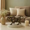 Brass Finish Bull Resin Statue for Home Decor (Pack of 1, Golden and Black)