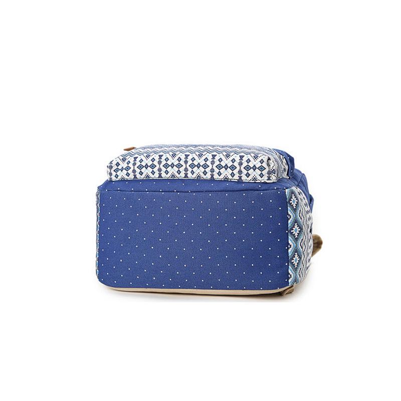 SUNBORLS Canvas Backpack Women's Bag Women's Ethnic Style Backpack Casual Student Schoolbag Diagonal Bag Pen Bag Three-piece Set