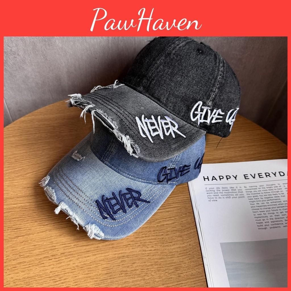 Embroidery Unisex Letter Waterwashed Denim Baseball Cap Peaked Cap For Use Daily