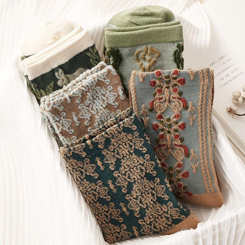 Print Cotton Middle Tube Hosiery Korean Style Socks Girls Jacquard Socks College Style Hosiery
