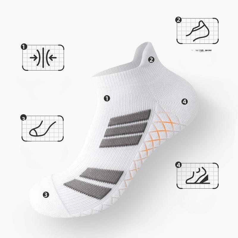 Sports Socks, Men's Short Socks, Summer Style, Outdoor Running and Basketball, Anti-odor and Sweat-absorbing Short Tubes, Boat Socks, Towel Socks