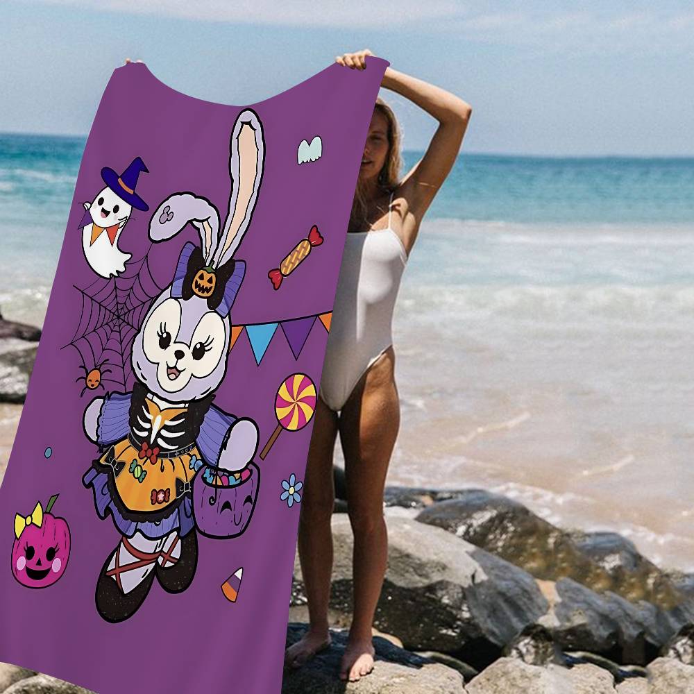 Kawaii S-StellaLou-S Anime Beach Swimming Towel Soft Absorbent Washcloth Children s Gifts For Kids Travel Camping Gym W30*H60(CM)