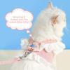 Cat Leash, Chest and Back Strap with Small Flowers That Can Be Adjusted To Prevent Escape. Chest and Back Strap Pet Clothing for Cats and Kittens.