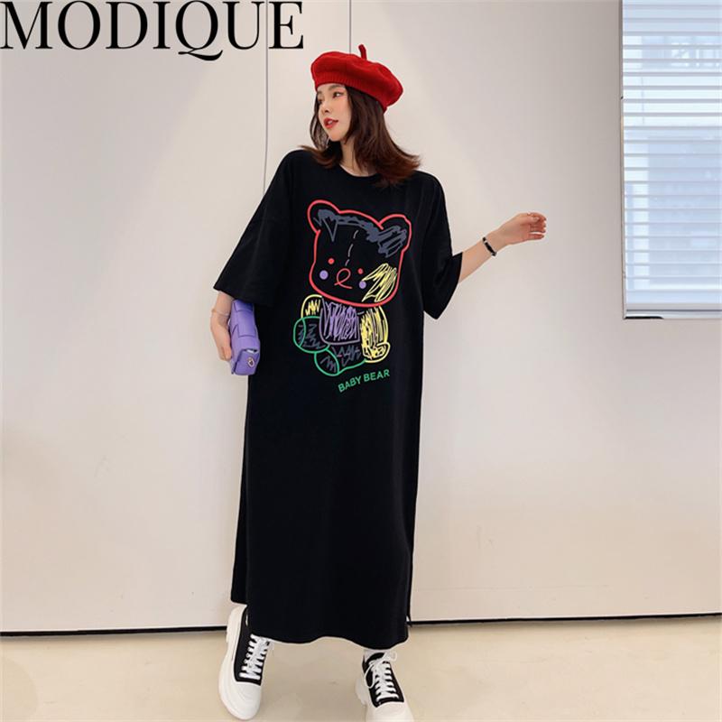 

MODIQUE, летняя новая классическая рубашка больших размеров, женское свободное хлопково-льняное платье с принтом, уличная одежда, повседневные женские платья с круглым вырезом