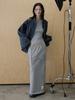 Holpeipeo Layered Sweat Maxi Skirt (Gray)