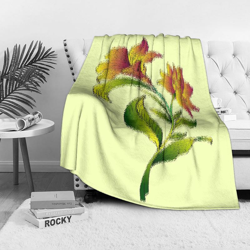 Soft Fleece Blanket with Elegant Floral Design Watercolor Flower Print Cozy Bed Blanket for Women Gift