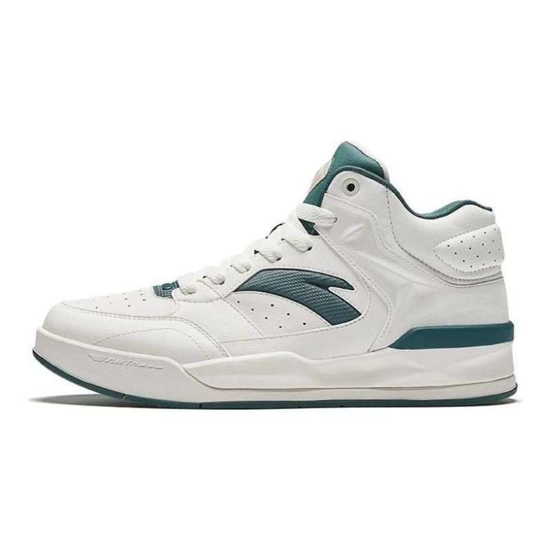 Anta Men 4-Carat Retro Classic Heightening High-top Skate Shoes White Green 112448031-1 40