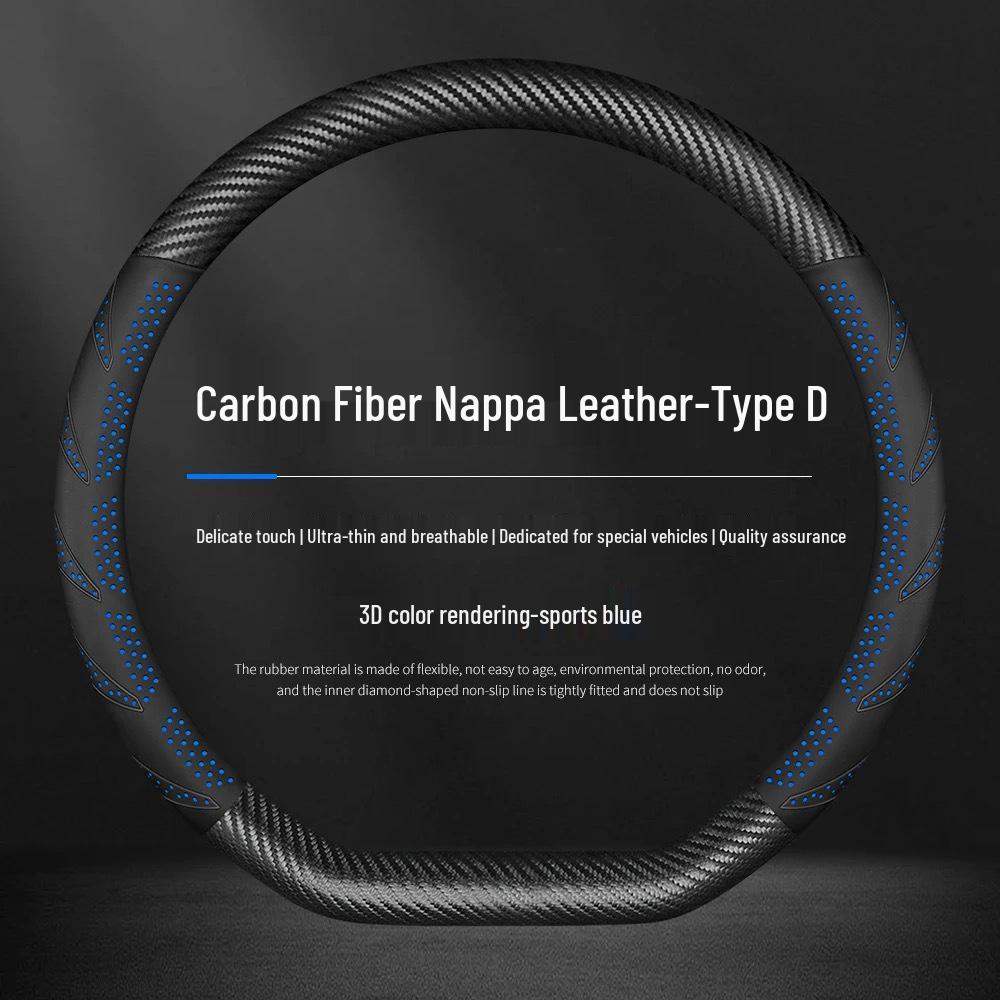 Carbon Fiber Texture Suede Steering Wheel Cover, Non-Slip, Sweat-Absorbent, Universal, All-Season Design.