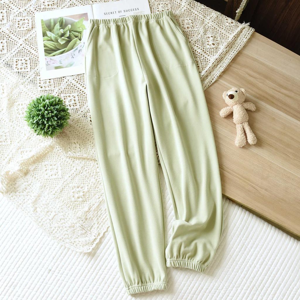 2026 New Autumn/Winter Women's Sleeper Pants, Velvet Solid Color Pants, Single piece Warm Pants, Thickened Closure Home Pants