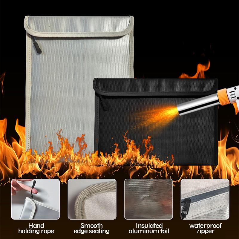 340x240 Fireproof File Bag Fiberglass Fireproof Water Resistant Faraday Storage Money Passport Security Document File Folder