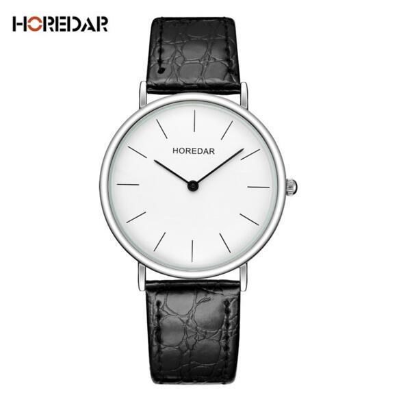 Modische Lederarmbanduhr, Quarz-Herrenuhr