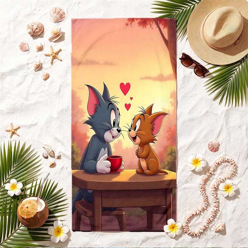 Tom and Jerry Soft Beach Towel Stylish Beach Pool Towel for Summer Seaside Vacation Travel