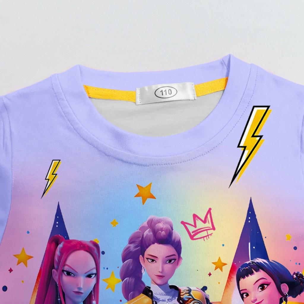 Kids Girls K-POP Rumi Mira Zoey Print Long Sleeves T-Shirt Top Pants Trousers Pajamas Sleeping Sleepwear Sets