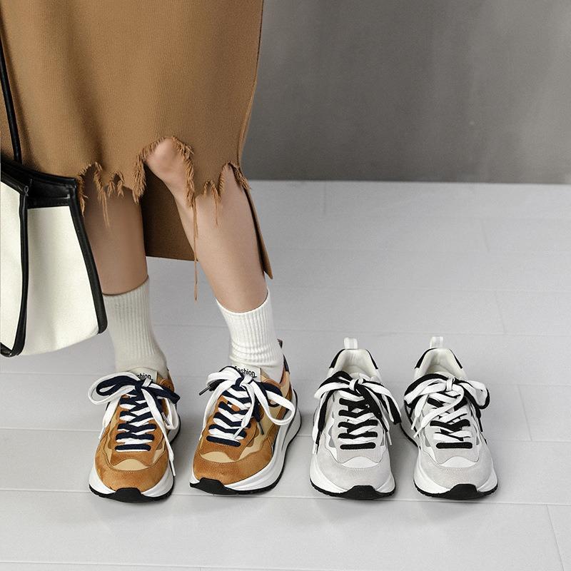 Women's spring new leather platform shoes fashion versatile sports and leisure shoes