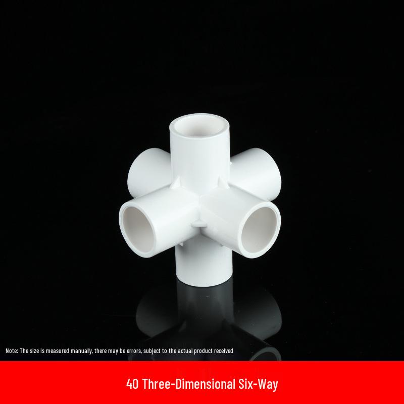 Pure Black PVC 3D Tee Right Angle Shelf Adapter for Water Supply (20-50mm)