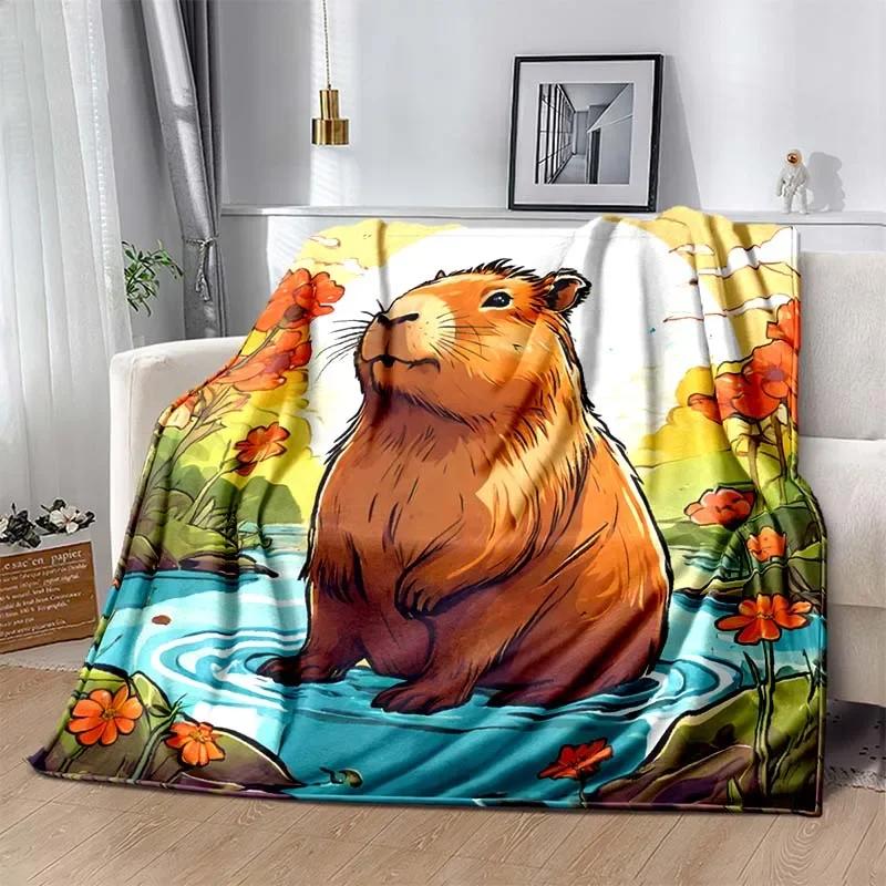 Warm Soft Capybara Throw Blanket Fluffy Plush Bedspread for Adults  Kids Perfect for Sofa or Bed  Ideal Gift