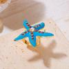 Bohemian Enamel Starfish Rings for Women Colorful Rhinestone Ocean Sea Star Pearl Finger Ring Summer Vacation Charm Jewelry Gift