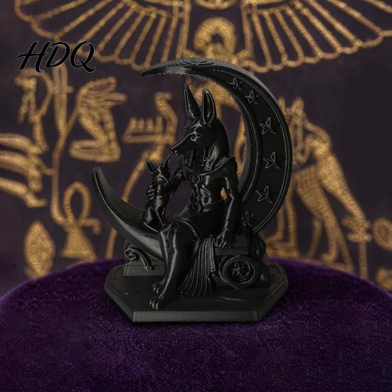 Fine Three-dimensional Textures 3D Printed Anubis Moon Figurine Ancient Egyptian Mythology Statue
