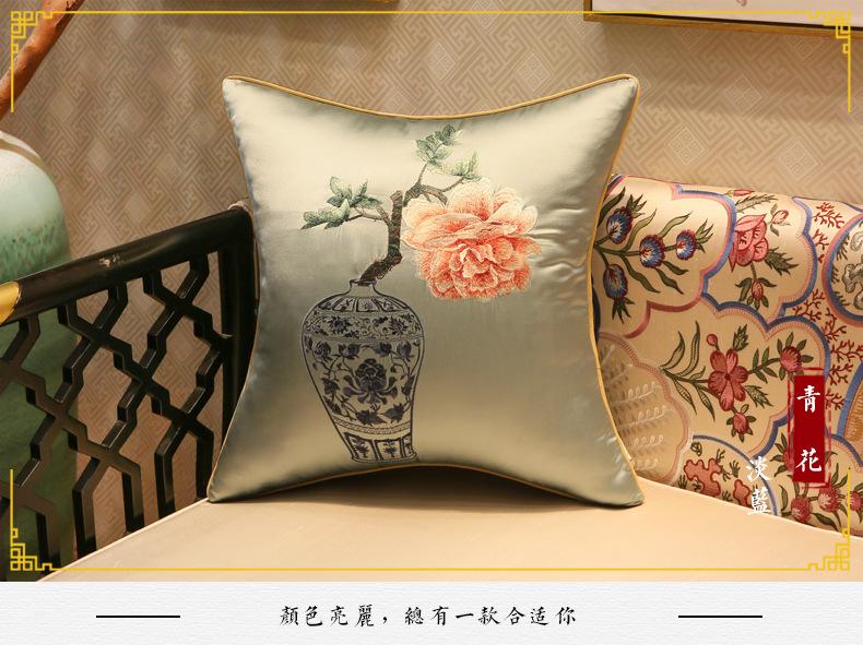 High-grade Flower Vase Embroidered Cushion Cover Chinese Style Sofa Pillow Cases Classical Pillowcases Home Party Decoration