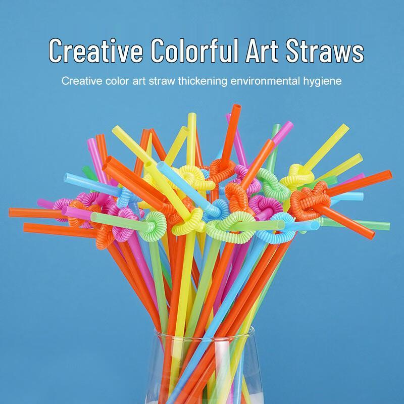 Colorful Disposable Bent Drinking Straws