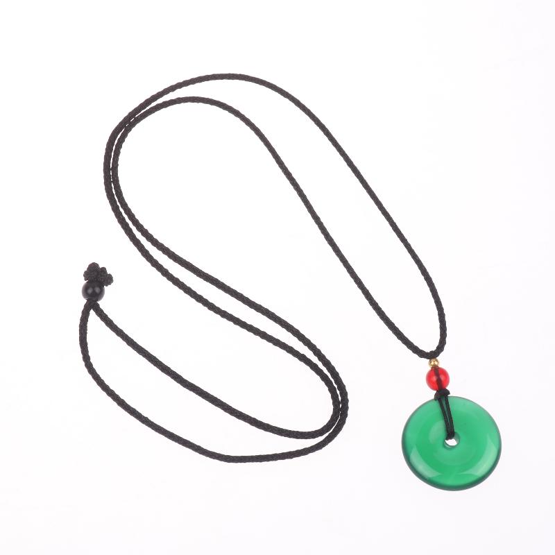 Natural Green Jade Donut Charm Necklace Ice Embellish Green Pendant Necklaces Simple  Jewelry For Women Men Gifts