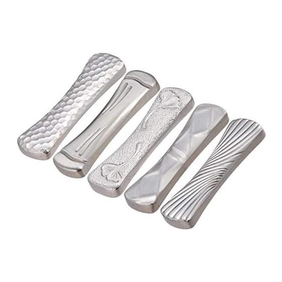 NAGAO Tsubame-Sanjo Chopstick Rests / Knife Rests, Set of 5, 5.2cm, Hammered Bamboo Ginkgo Crystal Twist, Made in Japan