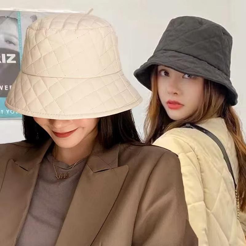 Freedom Outdoors Women's Warm Down Bucket Hat For Autumn Winter Windproof Fisherman Cap Solid Color Rhombus Panama Sun Hats Cm