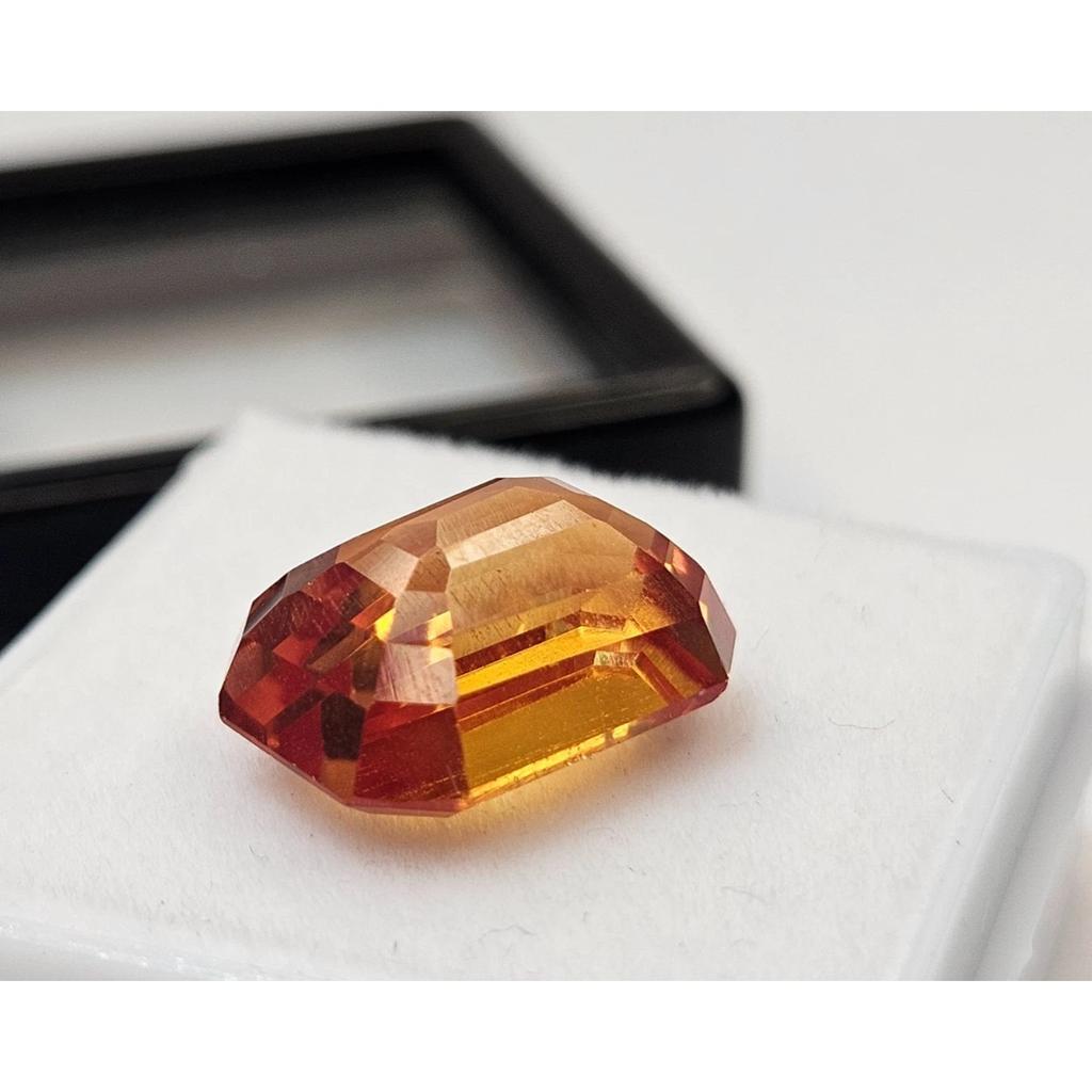 Fabulous Natural Awesome Orange Sapphire 10 Ct Emerald Cut Certified Gemstone