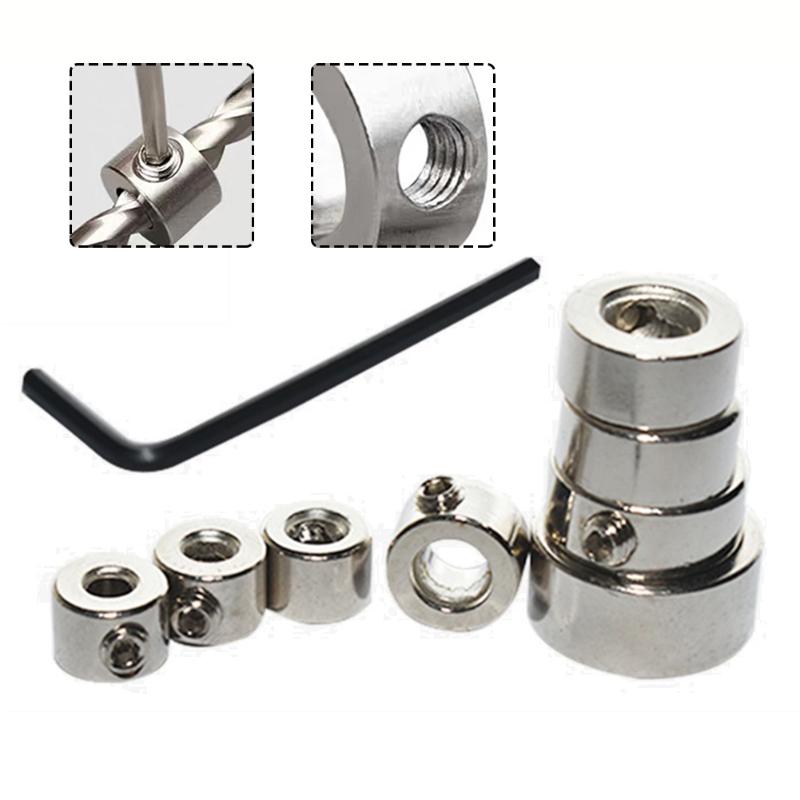 8/9Pcs Drill Bit Locator Woodwork Tools Drill Stoper Collar Set 3-16mm Depth Stop Collars For Ring Positioner With Wrench