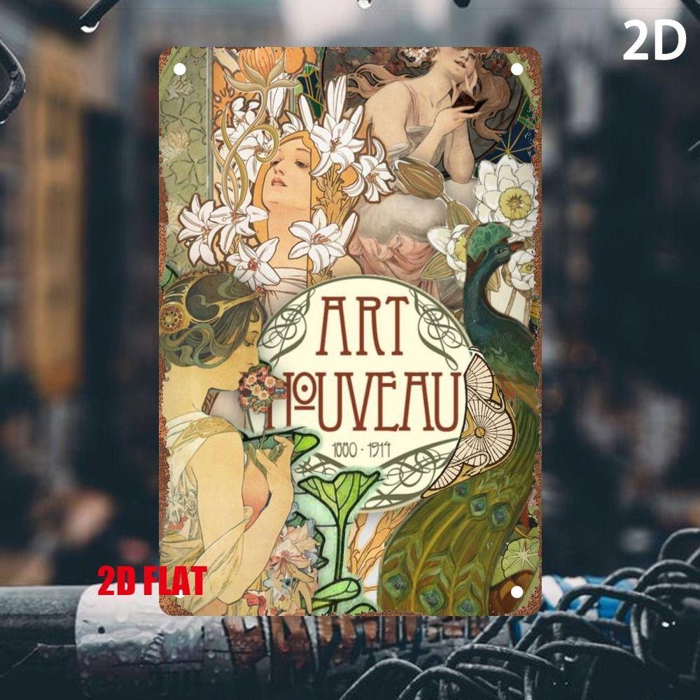 Vintage Art Nouveau Woman Tin Sign Retro Metal Panel Home Bar Cafe Decor