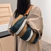 Large-capacity Shoulder Bag, New Simple Vertical Striped Casual Tote Bag, Fashionable Contrasting Color Handbag