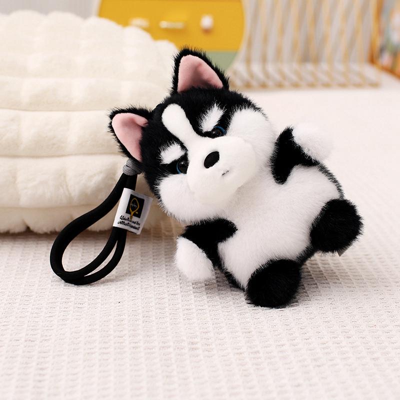Dog Plush Toy Pendant Teddy Husky Corgi Schnauzer Plushie Keychain Kawaii Bag Key Ring Cute Puppy Dolls Car Decor Christmas Gift