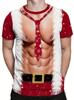 Summer Fashionable Casual Large Loose Creative Fun Muscle Christmas 3D Printed Men's T-shirt Comfortable Breathable Short Sleeved Round Neck T-shirt