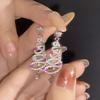 Christmas tree spiral line earrings female, flash inlaid zircon jewelry, star pendant