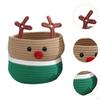 Christmas Basket with Reindeer Motif, Braided, Storage Box, Organizer, Decorative