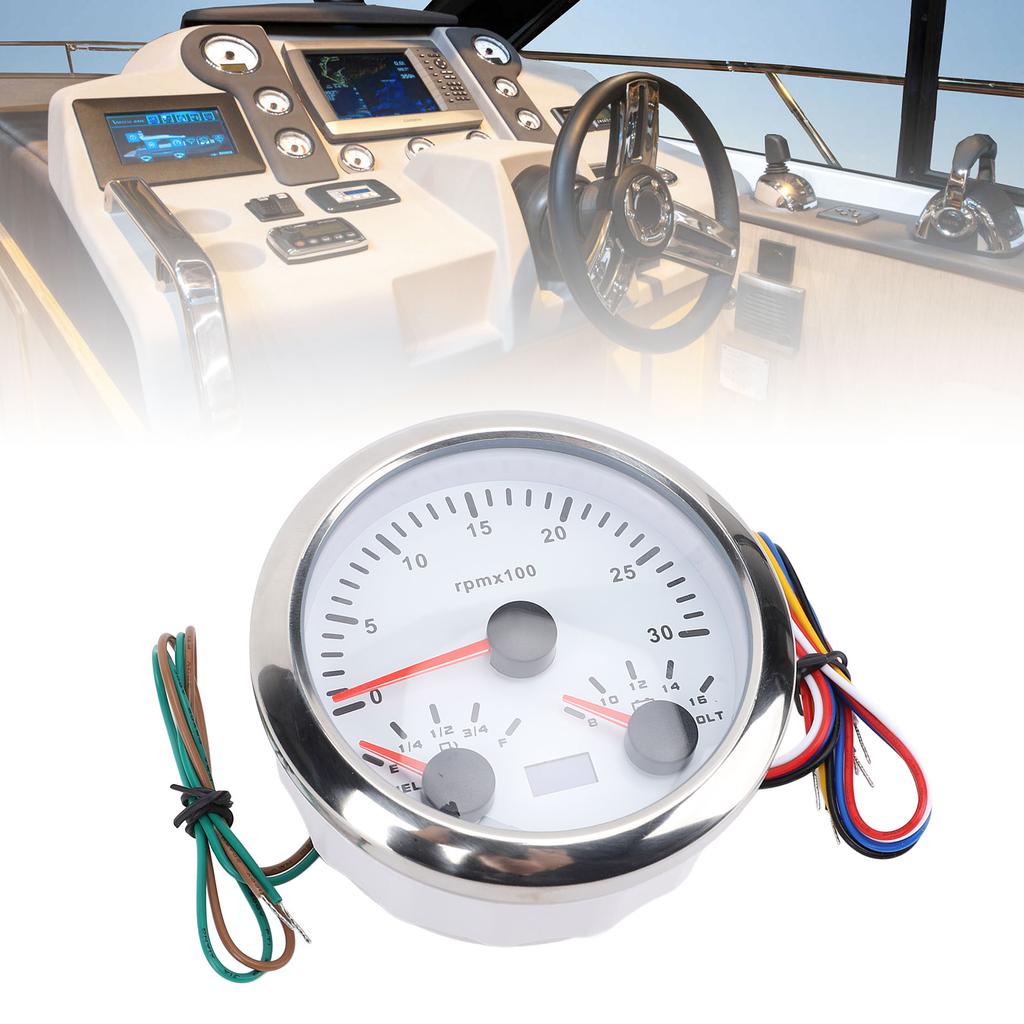 85mm 3 in 1 Speedometer 3000rpm Tachometer 8 to 16V Voltmeter 7 Colors Backlight E-1Celsius4-1Celsius2-3Celsius4-F Fuel   Gauge for RV Yacht Truck