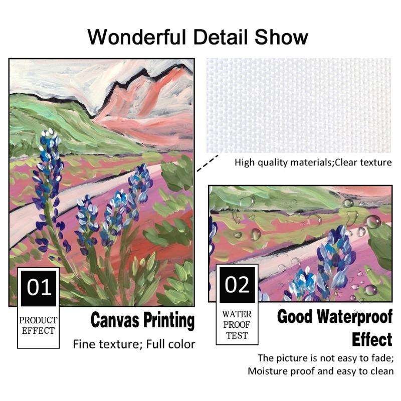 Retro Mountain Flowers Abstract Gallery Colorful Posters And Prints Wall Art Canvas Oil Painting Pictures For Living Room Decor