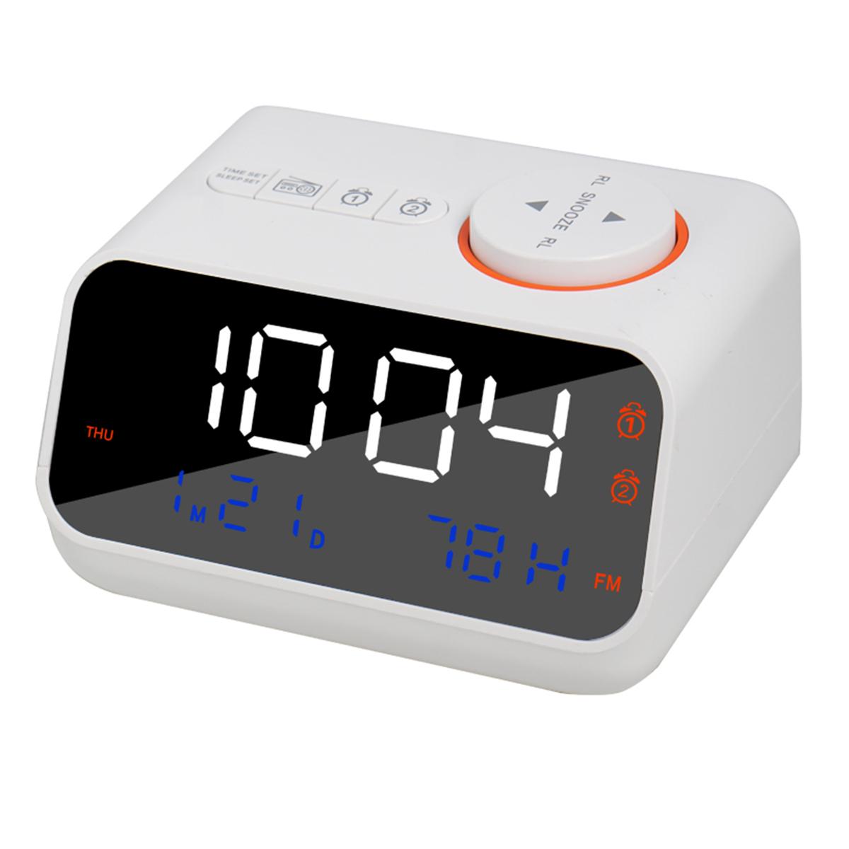 

Mordern FM Radio LED Alarm Clock for Bedside Wake Up. Digital Table Calendar with Temperature Thermometer Humidity Hygrometer. белый