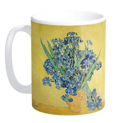 [Q9263] - Seramik Kupa 'Vincent Van Gogh' (Sarı Fona İrisler) - 9. 5x8 cm