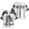 New Anime Neon Genesis Evangelion Rei Ayanami Print Mesh Jersey T-shirt Men Oversized Streetwear V-Neck Casual Short Sleeve Tops