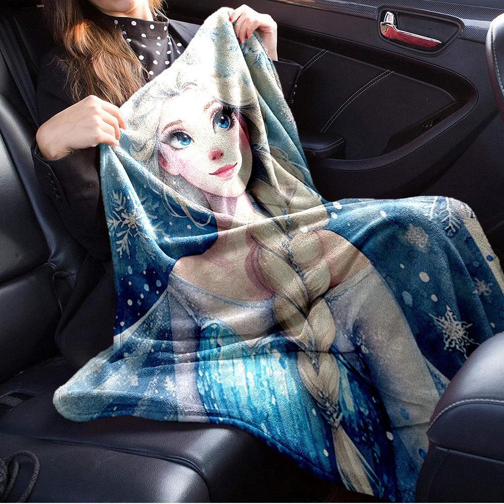 1pc Velvet Elsa Snow Princess Blanket - Perfect for bedding, sofa cover, gift,