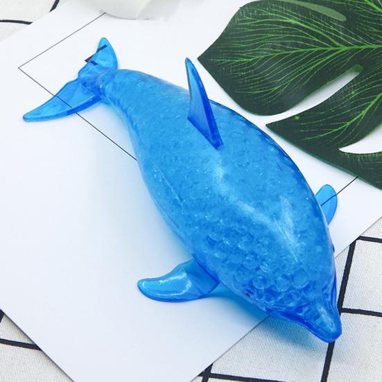 Bead-Filled Shark Squeeze Toy Stress Relief Blue Dolphin Sensory Toy Soft Stress Ball Simulation Sea Animal Pinch Fidget