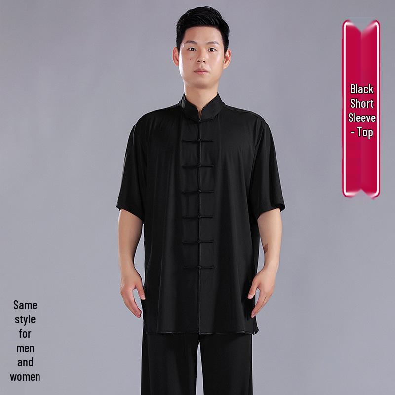 Summer Milk Silk Tai Chi Short Sleeve Top for Men and Women - Perfect for Practice, Performance, and Morning Exercise