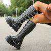 Fashion Women Boots Platform Outdoor Knee High Boots Fashion Punk Sexy Motorcycles Boots Women New Luxury Cosplay Gothic Shoes Women