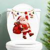 Cute Cartoon Santa Claus Toilet Cover Sticker for Bathroom and Shower Stall Decoration Sticker