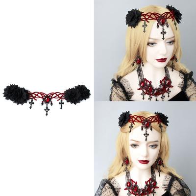 Gotyckie opaski na głowę, gotyckie łańcuszki na głowę, kwiatowe wianki dla kobiet, łańcuszki na czoło w stylu lolita, gotyckie korony, gotyckie tiary, nakrycia głowy