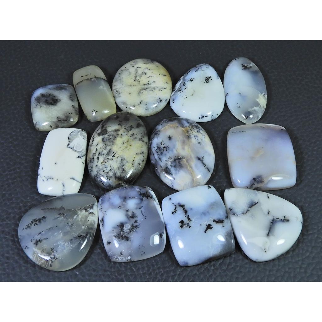 342Cts. Natural Dendrite Opal Agate Mix Cabochon Loose Gemstone 13Pcs Lot C-2006