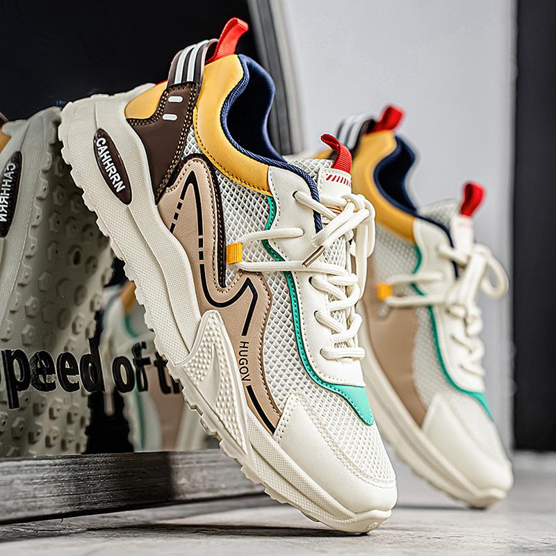 Fashion Men's Sneakers Summer Fashion Breathable Mesh Shoe Outdoor Running Casual Shoes for Men Comfortable Shock-absorbing Sports Shoes